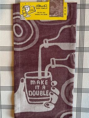 Blue Q Burgundy & Cream 'Make It A Double' Wine Pour Dish Towel